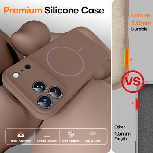 EXZLLEN Magnetic for iPhone 17 Pro Max Case, Compatible with MagSafe, Integrated Silicone Camera Control Cover Protection, 3.0mm Thicken Silicone Phone Cover for 17 ProMax 6.9", Brown by EXZLLEN - Used condition - Image 3