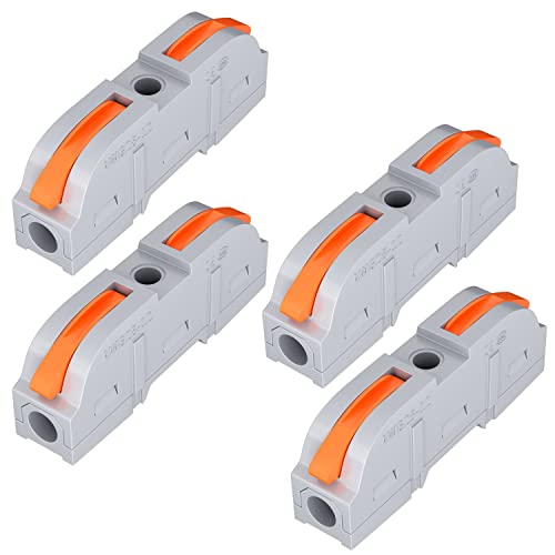 Image of Quick Electrical Connector - 1 to 1 Inline Wire Connectors - Splicing Assortment - Wire Terminals for Circuit - Lever Connectors (4pcs, 1 to 1 Inline, Orange)