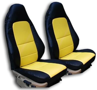 Iggee Designed for BMW Z3 (Not M Series) Artificial Leather Custom Original fit 2 Front seat Covers Pair (Black/Yellow)