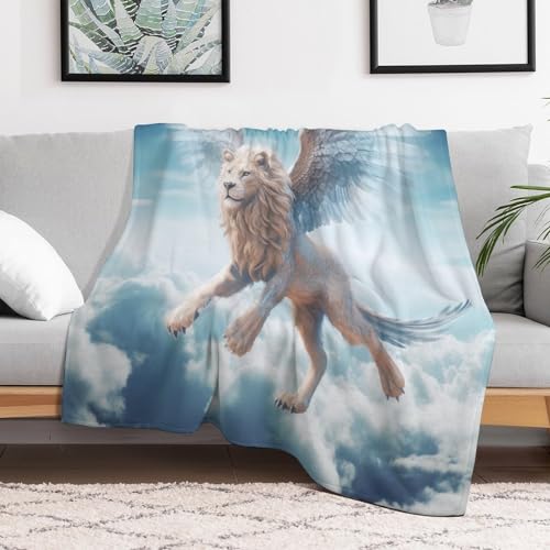 Manta de forro polar de león con tejido suave de abrigo para sofá y cama 3