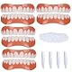 IKOPFLN 4 Pairs Provisorischer zahnersatz veneers zähne zum aufstecken Zahnersatz-Set,zahnersatz zum aufstecken,Vollmund, falsche Zähne, Zahnersatz oben und unten, Prothesen-Reline-Set
