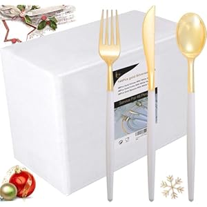 I00000 144Pcs Gold Plastic Silverwa...