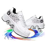 Children's Roller Skates, 2-in-1 Inline Skates, Shoes With Wheels, Skateboard Shoes, Adjustable Quad Skate, Roller Skates, Skating Trainers, Gifts For Women, EU 41