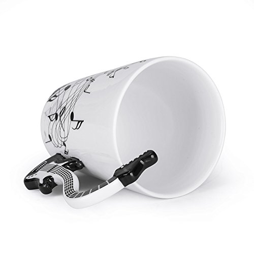 LanHong - 13.5 Ounce Guitar Mug Music Note Coffee Mug Ceramic Guitar Music Cup Mug Gifts for Guitar Players Musicians