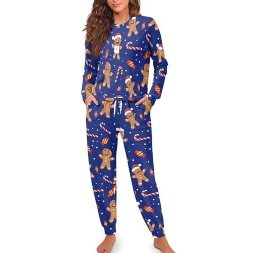 Image of Women's Pajamas Set Soft 2 Piece Loungewear Long Sleeve Pj Set Matching Sleepwear with Pockets for Women Plus Size