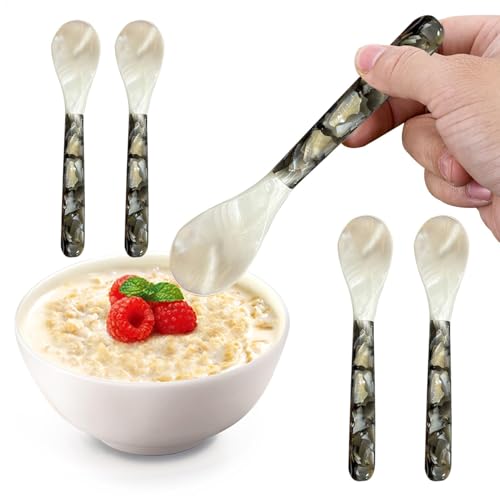 Cucharas de caviar con asas redondas, cucharas de nácar, cucharas decorativas de caviar, cucharas de servidor de caviar, juego de cucharas de caviar, cucharas de caviar de lujo, cucharas de servir de