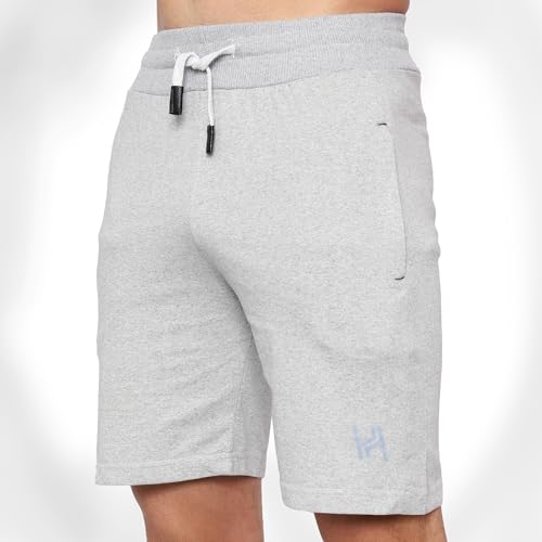 Image of NeoFlex Men's Regular Fit Cotton Shorts with Zipper Pocket - Comfortable Rich Solid Design, Essential Men's Shorts (Silver, M)