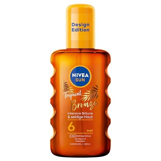 NIVEA SUN Tropical Bronze Ölspray LSF 6 (200 ml), Sonnenschutz für langanhaltende Bräune ohne Selbstbräuner, Sonnenspray mit Carotin-Extrakt und Vitamin E