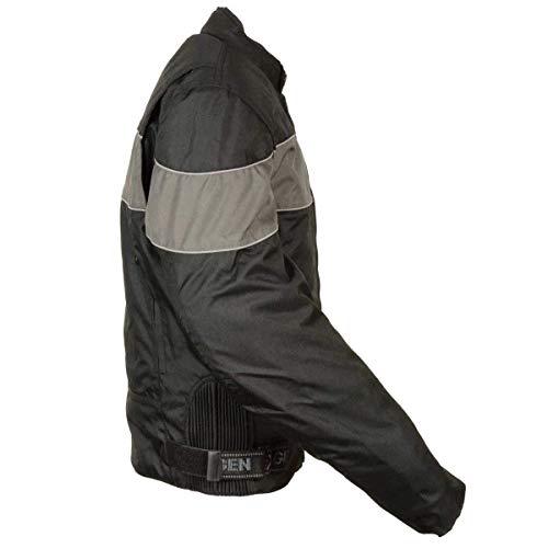 Nexgen Sh212101 Men's Black Textile Moto Jacket With Grey Reflective Striping - X-Large #TOP3