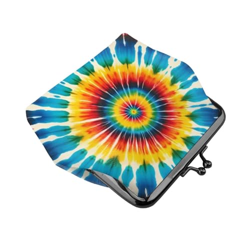Pu Leather Buckle Coin Purse Abstract-Swirl-Tie-Dye Girls Kiss-Lock Change Purse Wallets3