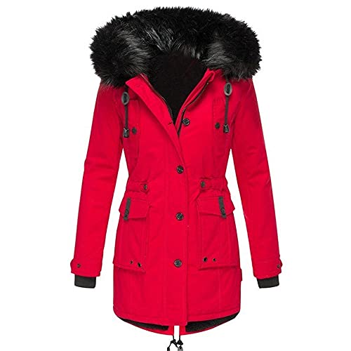 Ailovone Mantel Damen Winterparka Lang Warme Baumwolljacke Mantel Mit Reißverschluss Langarm Hoodie Jacke Wintermantel Damen Futter Outdoorjacke Übergangsjacke Damenjacke Cover