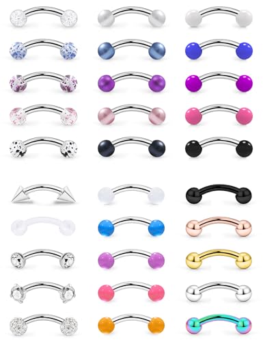 Tvalccoy 16g 6mm Eyebrow Rook Snug Vertical Labret Lip Ring VCH Snake Frog Eyes Anti Tragus Christina Daith Earrings Bridge Hood Surface Curved Barbell Piercing Jewelry for Women Men