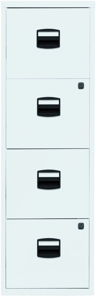 Bisley Home Hängeregistraturschrank PFA, 4 HR-Schubladen, Metall, 696 Verkehrsweiß, 40 x 41.3 x 132.1 cm
