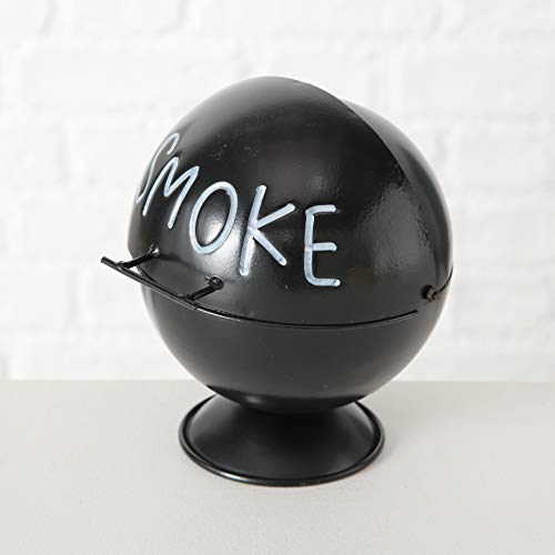 Smoke Ashtray, Lidded Dome, Pedestal Base, Bbq Grill Party Style, Black Lacquered Iron, 6 Inches #TOP7