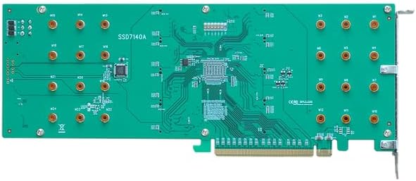 Highpoint Rocket 1108A PCIe HBA back view showing 8 M.2 NVMe ports without heatsink