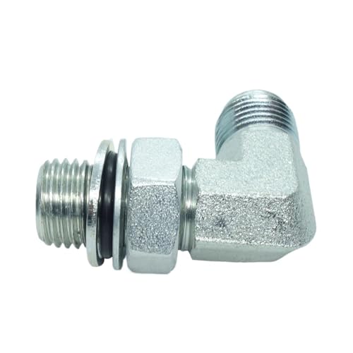 Image of 1 Piece Hydraulic Fitting 3 /8 Male JIC (9 /16 inch-18) X M14 x 1.5 Male Metric 90 Degree Elbow Adapter