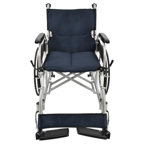 kaitou 車椅子 自走介助 兼用 軽量 折りたたみ 跳ね上げ式 自走 介助ブレーキ コンパクト 介護 ノーパンク アルミ合金 (ネイビー)