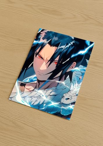 Image of NIJUKA Anime Printed Metal sheet Poster For Home And Room Decoration | For Anime Art Fans Boys And Girls (Sasuke fan art)