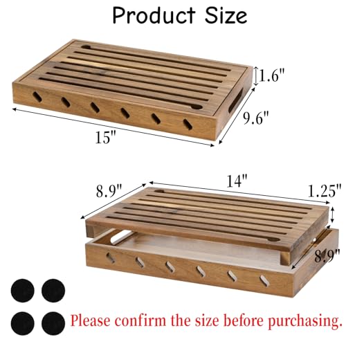 Image of Goaste Wood Bread Cutting Board with Crumb Catcher, 15 Inch Bread Slicer Board with Crumb Holder Tray, Premium Natural Chopping Board for Bagels Sourdough Homemade Loaves, Double as Bread Serving Tray