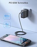 65W USB C Hub Charger for Steam Deck Adapter 4K 60Hz HDMI, USB 3.0, USB C GaN PD Fast Charging Port, 3 in 1 TV Mode Adapter for Steam Deck Dock/ROG Xbox Ally/iPad/Galaxy/Tablet/MacBook Portable Travel