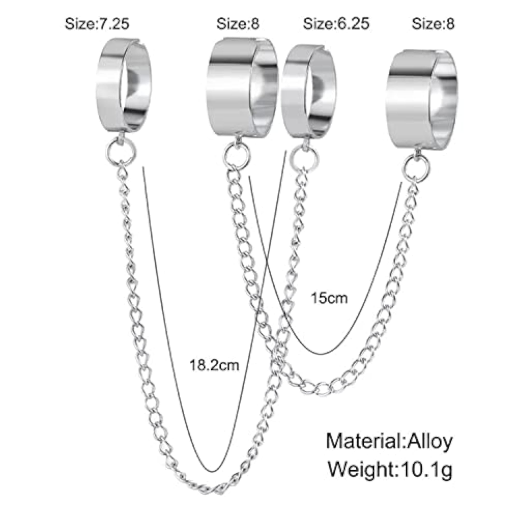 Gold-Toned Chain Rings Set
