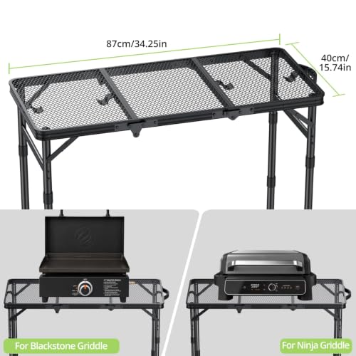 Mesa Plegable para Parrilla TAYOMC, Mesa Resistente al Calor con 3 Alturas Ajustables 27.5" miniatura 3