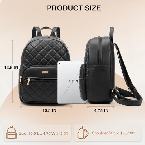 Image of Marvolia Mini Backpack Vegan Leather Small Backpack, Black, Large | Fashion Backpack Purse, For Women, For Travel Work Shopping
