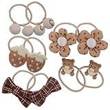 Genérico 5 Pares de Cintas Decorativas Pelo de Niñas Diseño de Flor y Lazo, Tejido Cómodo y Elástico para Fiestas Temáticas y Uso Diario