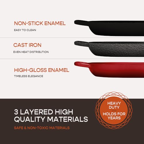 Krustic Enameled Cast Iron Dutch Oven for Sourdough Bread Baking | 5.5 Quart Oval Cookware Pot with Lid | Triple-Layer Enamel Coating & Non-Stick Silicone Mat | Red - Image 3