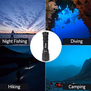 VOLADOR Diving Flashlight, 1000 Lumen Waterproof Diving Torch Rechargeable Scuba Dive Lights 150M Underwater LED Flashlight White Submersible Lights with 1x 18650 Battery and Charger