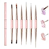 Nail Art Brushes Nail Design Brushes Set 6pcs Pink Nail Brushes for Nail Art Tools Nail Liner Brush