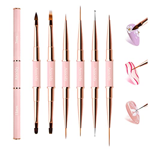 Nail Art Brushes Nail Design Brushes Set 6Pcs Pink Nail Brushes For Nail Art Tools Nail Liner Brush 3D Nail Art Decorations For Acrylic Application Salon At Home Diy #TOP7