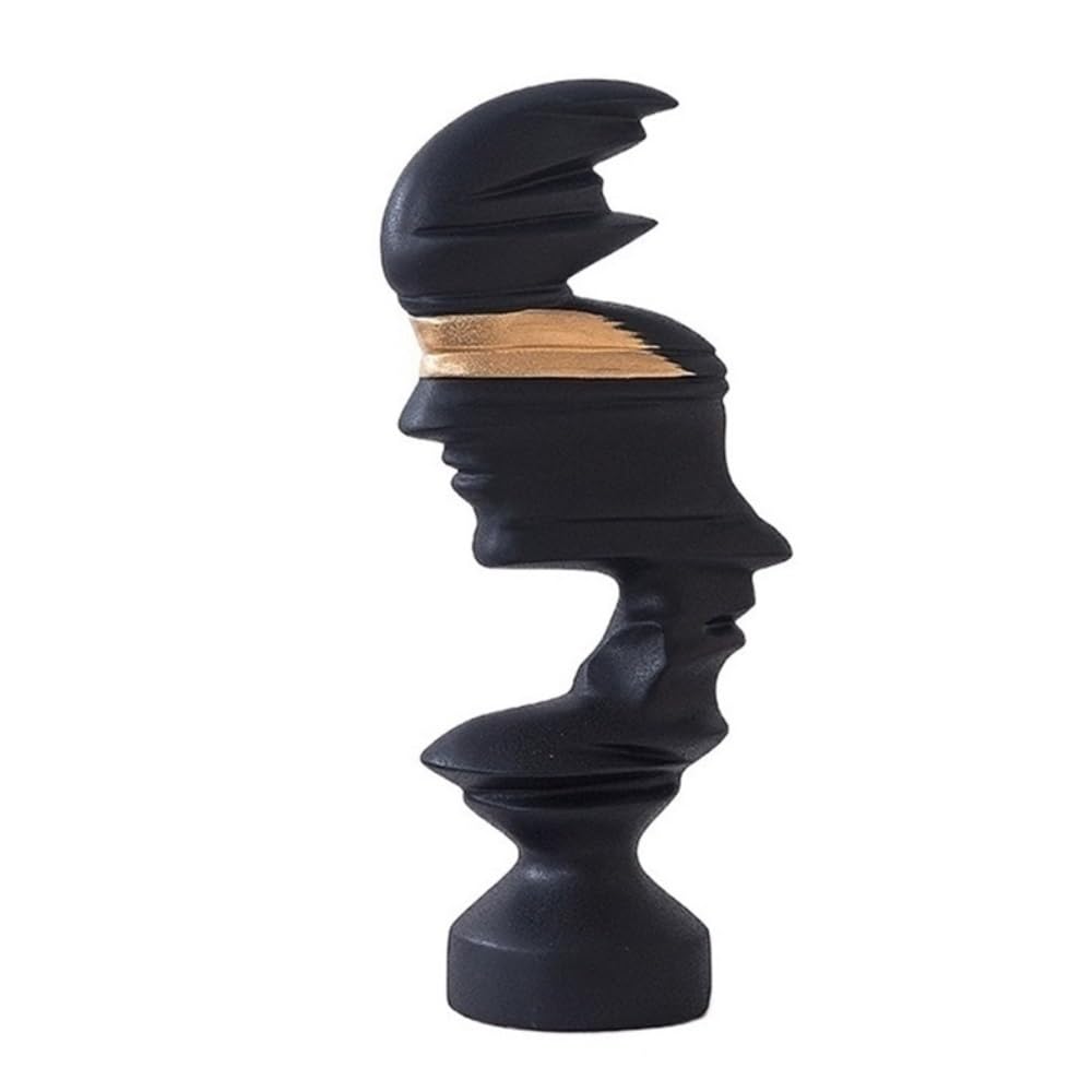 zhuyanbo007 Desk Statue, Black and White Matte Abstract Figure Ornaments Modern Simple Porch TV Cabinet Resin Sculpture Decoration(Black)