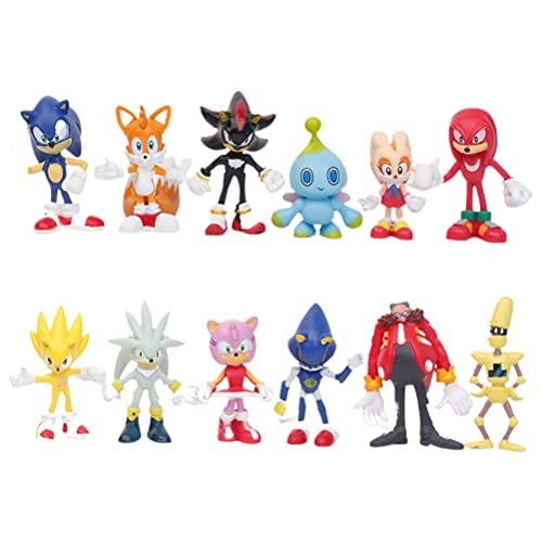 CeFoney 12-teiliges Sonic-Figuren-Set, Sonic The Hedgehog-Actionfiguren, Tortenaufsätze, Sonic-Figuren-Sammlung, Ornamente, Spielspielzeug, Geschenk Cover