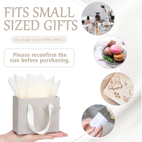 Qilery 50 Pcs Wedding Paper Gift Bags Bulk with Tissue Paper Small Gift Bags with Handle and Tags for Birthday Wedding 4th of July Party Business(Champagne,4.7 x 2.4 x 3.9'') by Qilery - Used condition - Image 4