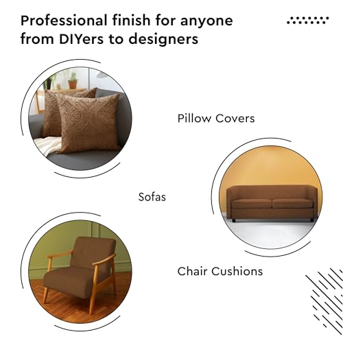 Image of Encasa XO Embossed Velvet Fabric Material by Meter Coffee | Sofa Cloth Material | Unstitched Fabric for Making Cushion Cover, Sofa Cover | 175 GSM | 5 Meters, 500x150 cm