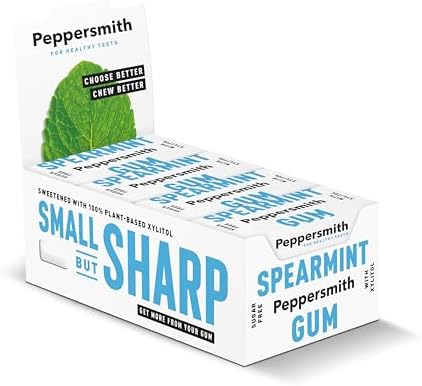 Peppersmith Spearmint Chewing Gum - Pocket Pack - 12x15g