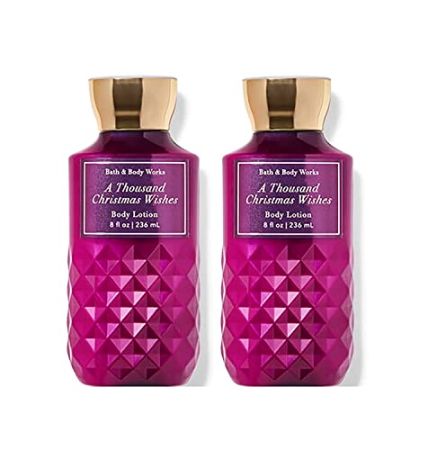 Bath and Body Works A Thousand Christmas Wishes Super Smooth Body Lotion Sets Gift For Women 8 Oz -2 Pack (A Thousand Christmas Wishes)