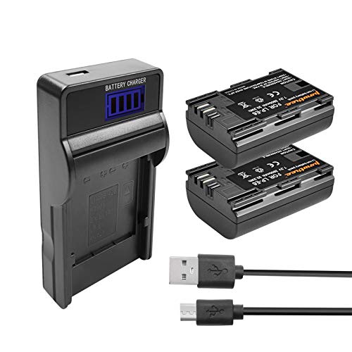 Powtree LP-E6 Rechargeable Battery Charger Set for Canon LP-E6 7.2V Li-ion Battery and Slim Fast Micro USB Charger for Canon EOS 5D Mark II III IV, 5Ds, 6D, 70D, 80D-2 Pack Batteries
