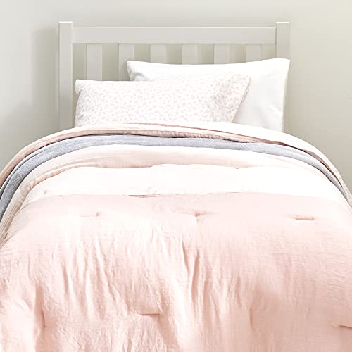 Ocm Fully Reversible Comforter In Mila Pink | Twin And Twin Xl Size | Blush Pink, Prints & Solids | Soft & Cozy #TOP3