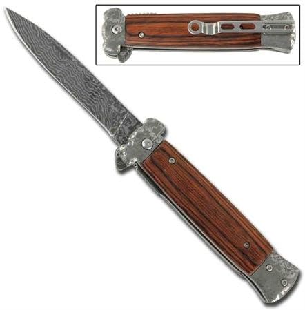 Striker Spring Assisted Knife - Damascus Rosewood