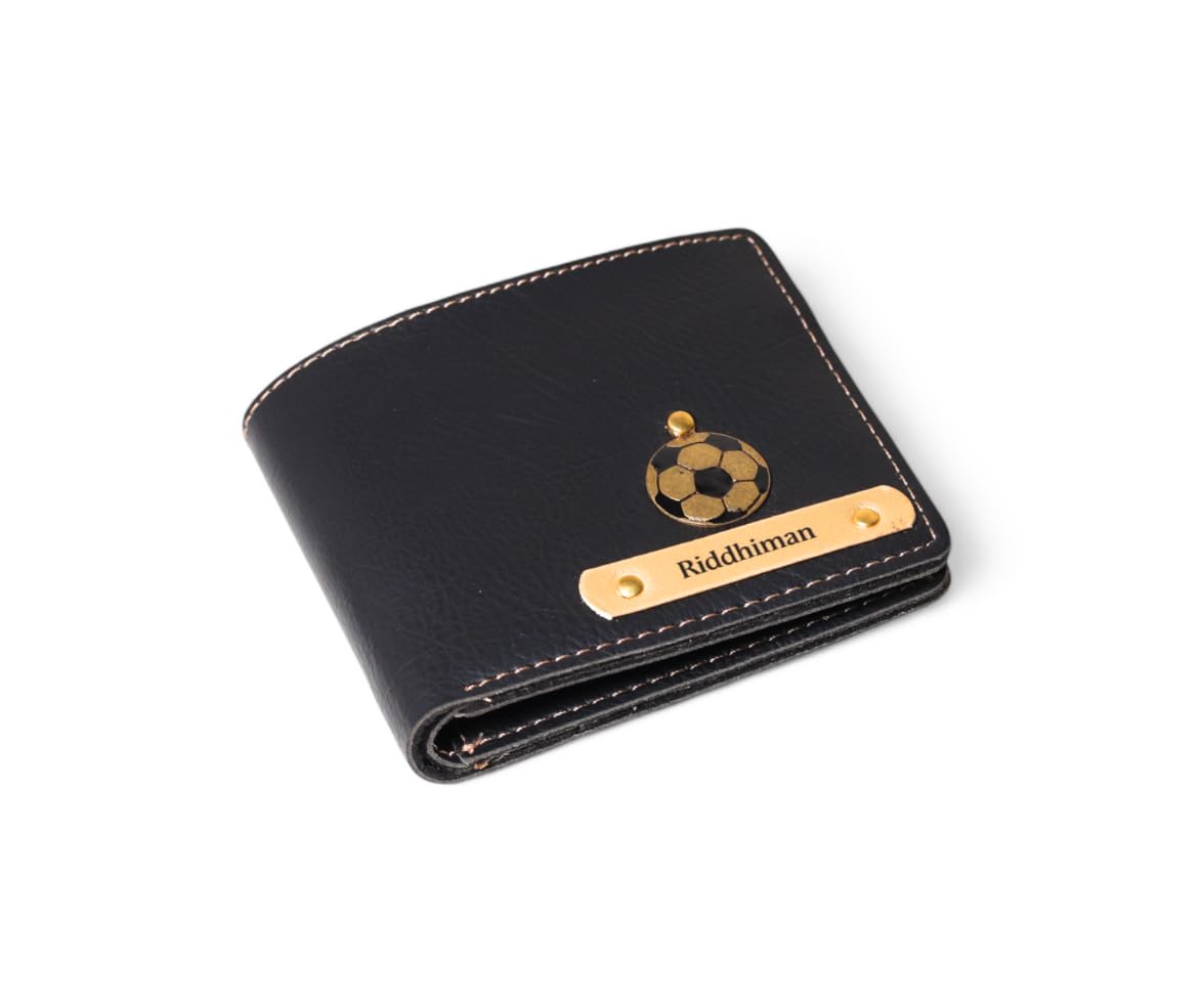 Personalized Name & Charm Leather Wallet for Men |Customized Valentine Propose Day Gifts for Men Boy Teens Boyfriend Husband Father Friend Family Office Lover Couples (Black)