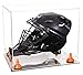 Better Display Cases Clear Acrylic Catchers Helmet Display Case with- Large Rectangle Box Clear Case Orange Risers and Mirror Base 14.5