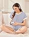 Ekouaer Maternity Pajamas 2 Piece Outfits Waffle Knit Short Sleeve Tops and Shorts Loungewear Set Pregnancy Clothes Blue Stripes Medium