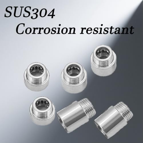 Niaciswe Hahnverlängerung 6 Stück 1/2 Zoll Edelstahl RohrverläNgerung (10mm&20mm&30mm) Duschverlängerungsrohr Wasserrohr mit Solide Gewindefitting Verlängerung für Wasserhähne Duschköpfe Eckventile