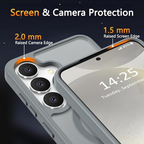 Image of Elzzi Magnetic Magsafe Designed for Samsung A55 5G Case Translucent Matte Hard PC + TPU Back Cover [Compatible with MagSafe] Phone Case (Gray)