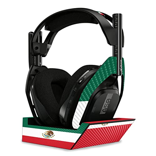 Image of MightySkins Carbon Fiber Skin Compatible with Astro A50 Wireless Headphones + Base Station (Gen 4) - Mexican Flag | Protective, Durable Textured Carbon Fiber Finish | Easy to Apply | Made in The USA