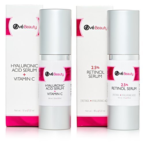Retinol 2.5% Face Serum and Hyaluronic Acid Vitamin C Serum Gift Set | Face Rejuvenation Treatment Kit for Fine Lines, Wrinkles and Age Spots