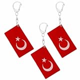 BQTBQT Turkiye Flag Keychain - Double Sided Acrylic D Shape Chains Turks Flags Key Chains Men and Women Style Car Key chain Gifts Decoration (3 Pcs)