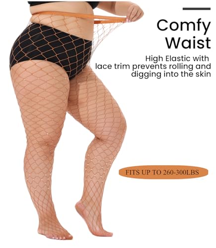 Image of Plus Size Fishnet tights Glitter stockings Sparkly Pantyhose Leggings for women-Big Mesh